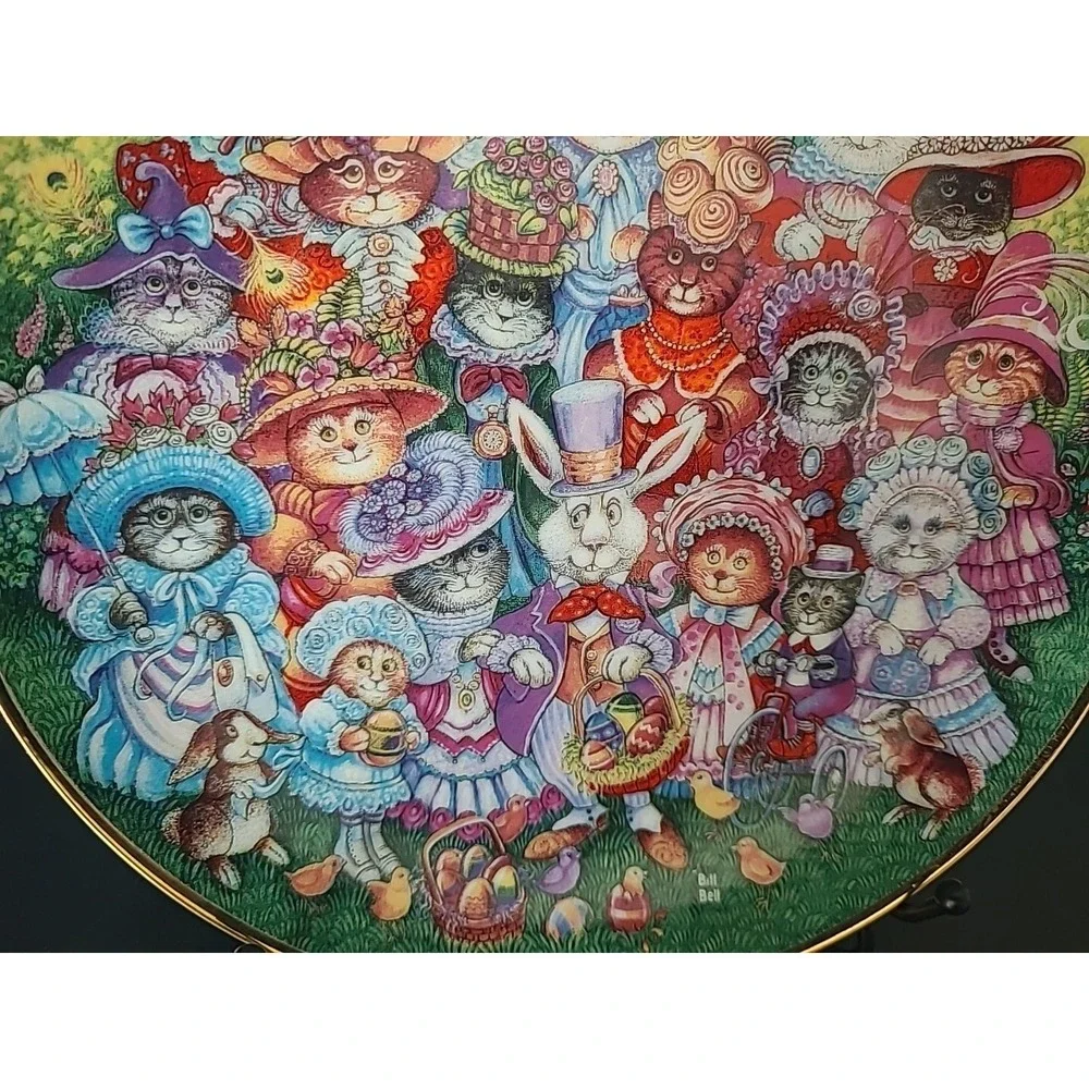 Franklin Mint Collector Plate Cat Easter Purrade Heirloom Ltd Edition B. Bell‎